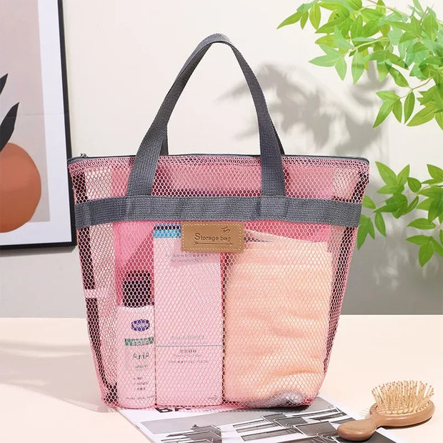Mesh Makeup Toiletry Storage Bags Handbags Portable Travel Washing Body Shower Tools Organizer Hanging Cosmetic Organizer Pouch