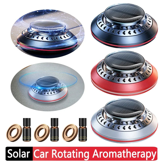 Solar Perfume Diffuser Long Lasting Rotating Car Aromatherapy Car Essential Oils Diffusers Deodorizing Interior Accessories