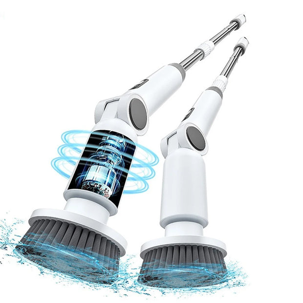 2025 NEW 8-in-1 Electric Spin Scrubber Wireless Cleaning Brush IPX7 Waterproof Bathroom Scrubber Adjustable Extension Handle
