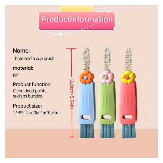 3 in 1 Cup Lid Gap Cleaning Brush, 3 Pcs Multifunctional Insulation Bottle Cleaning Tools for Bottle Gap Tight Spaces Cup