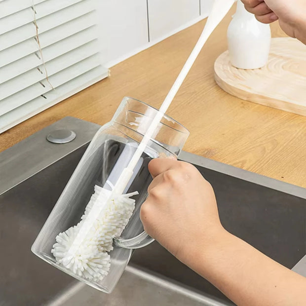 Sponge Brush Cup Scrubber Glass Cleaner Kitchen Cleaning Tool Long Handle Drink Wineglass Bottle Household