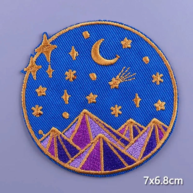 Mountain Waves Patch For Clothing Nature Travel Patches On Clothes DIY Camping Fusible Patch Applqiue Sewing Embroidered Pacthes